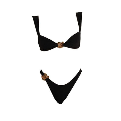 European and American metal buckle sexy swimsuit women's beach bikini hot spring swimsuit