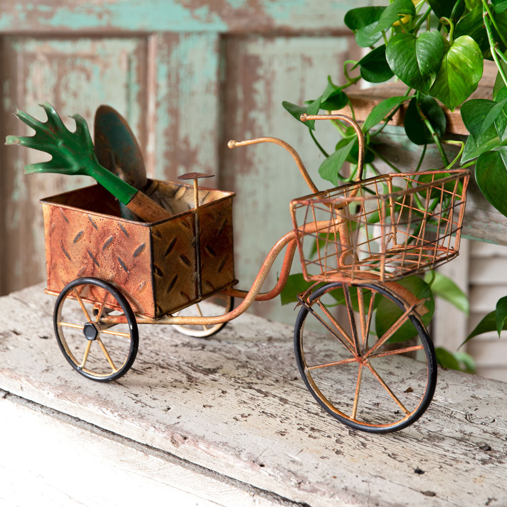 16½''H Vintage Tricycle Garden Planter in Weathered Metal