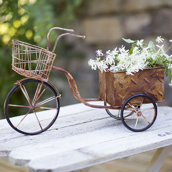 16½''H Vintage Tricycle Garden Planter in Weathered Metal