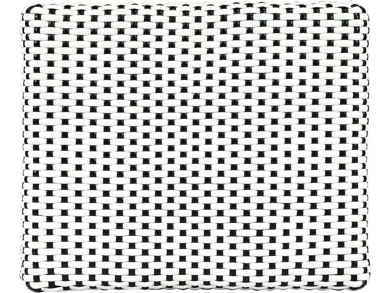 Robias Rectangular Rattan Stool in White and Black Dot