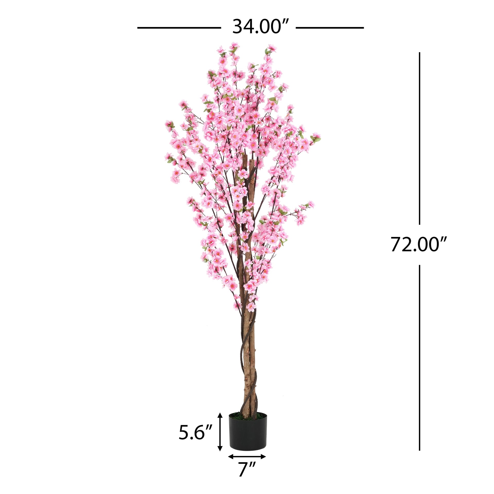 6' Artificial Peach Blossom Tree with Pot