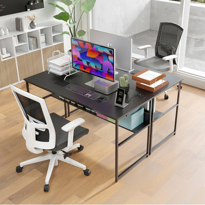 55 x 24 inch Computer Desk with Power Outlets and USB Ports-Black