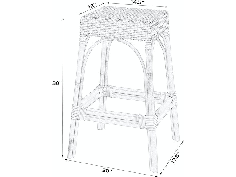 Robias Rectangular Rattan Stool in White and Black Dot