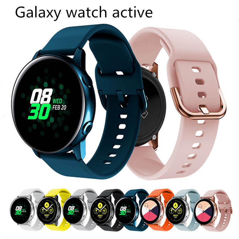 Suitable for Samsung Galaxy Watch Active2 Solid Color Silicone Strap 20/22mm Universal Strap