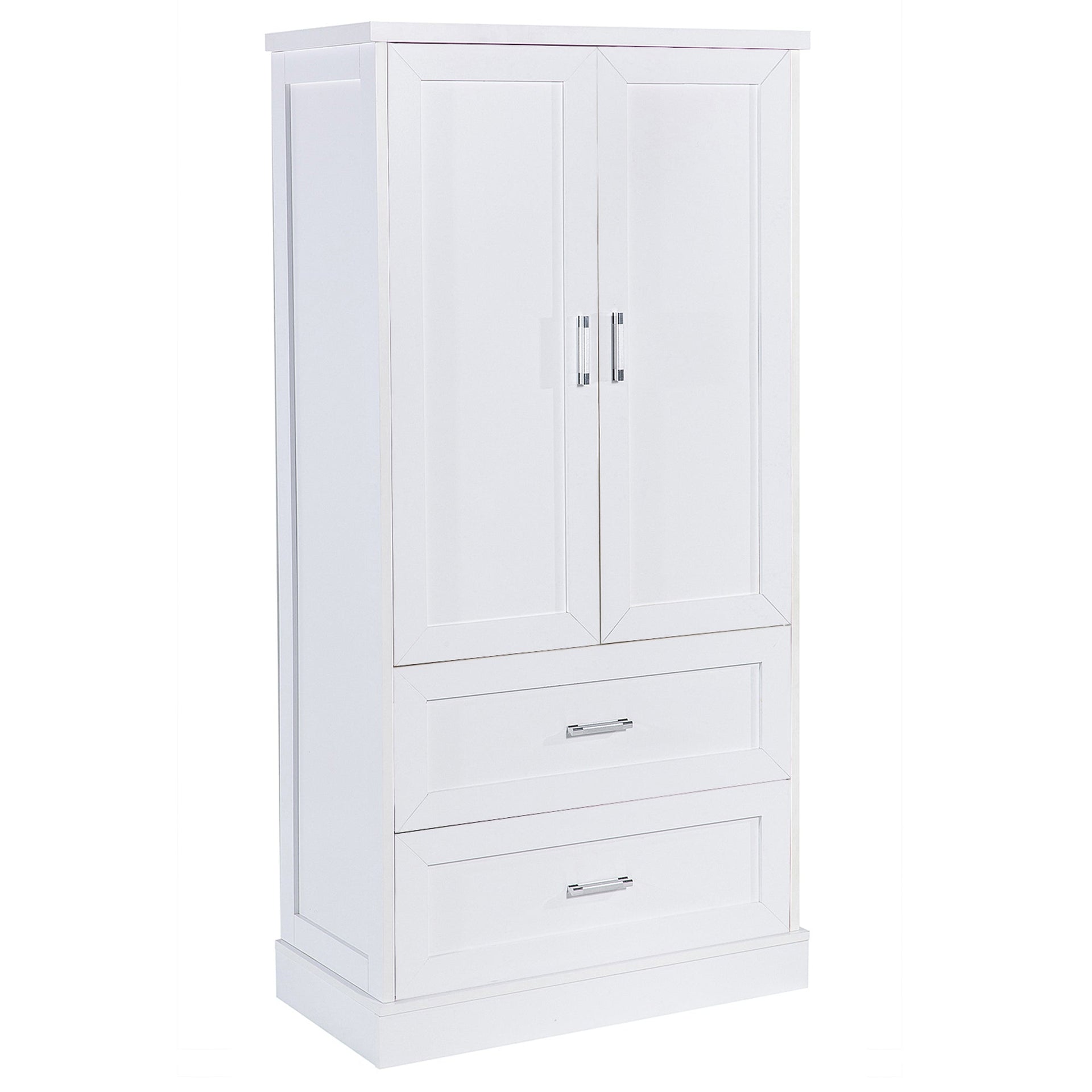 Tall Bathroom Storage Cabinet, Cabinet with Two Doors and Drawers, Adjustable Shelf, MDF Board, White