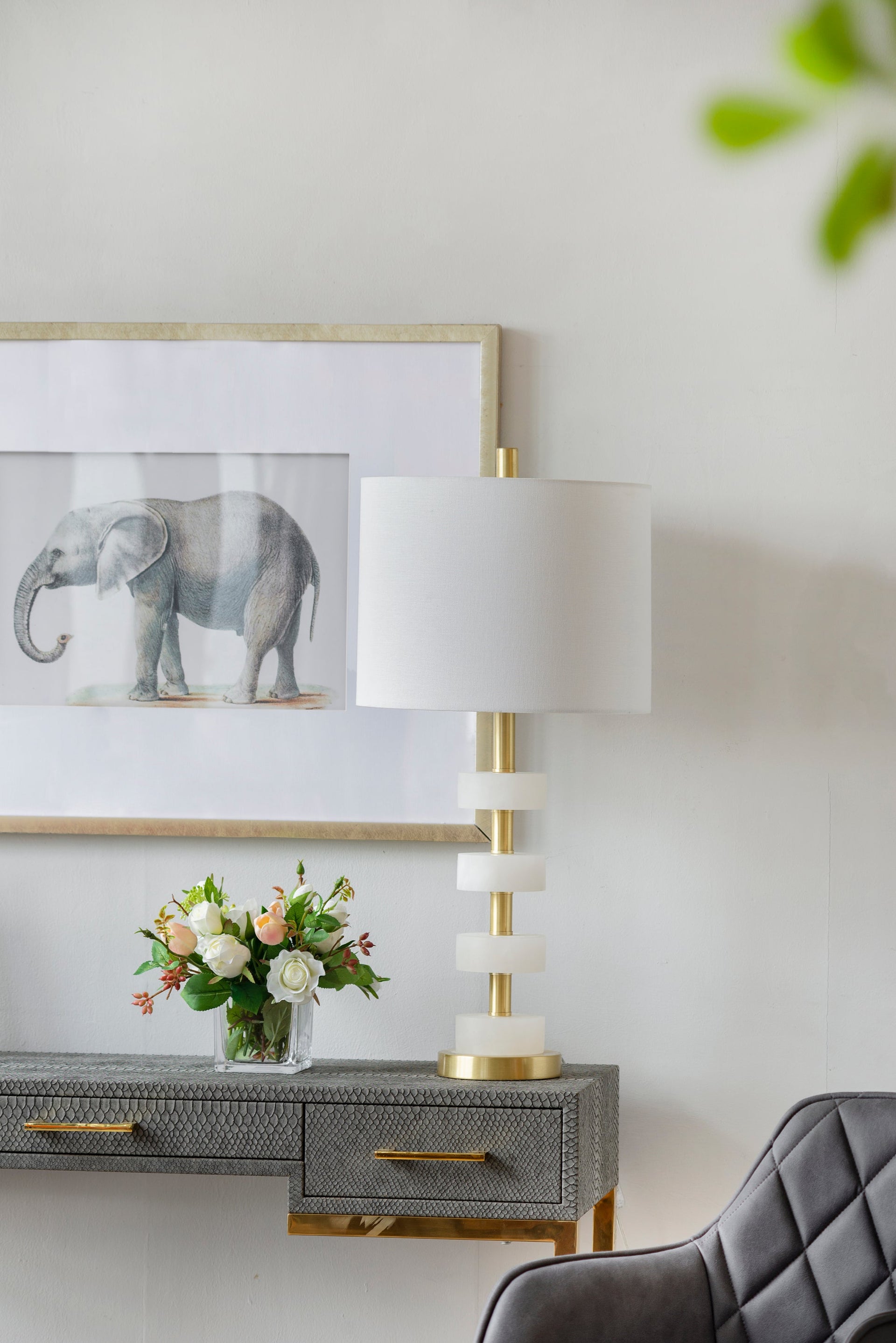 13x13x26' Marble Table Lamp