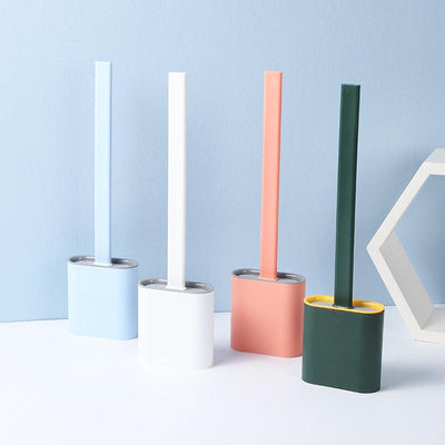 Creative Wall-Mounted Cracked Soft Glue Long Handle Imitation Silicone Toilet Brush Set Household Toilet Cleaning Brush