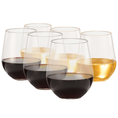 European Style Unbreakable Elegant Acrylic Stemless Wine Glasses 15 oz | Set of 6 | 100% Tritan Shatterproof BPA-free Reusable Plastic Glassware, Perfect For Homes & Bars | Dishwasher-Safe, Clear