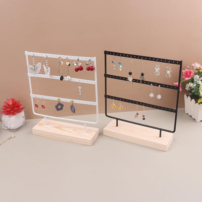 57 Holes Stand Jewelry Display Organizer Earrings Pendants Bracelets Jewelry Holder With Wooden Base Earrings Storage Rack Earrings Organizer Jewelry Display Stand