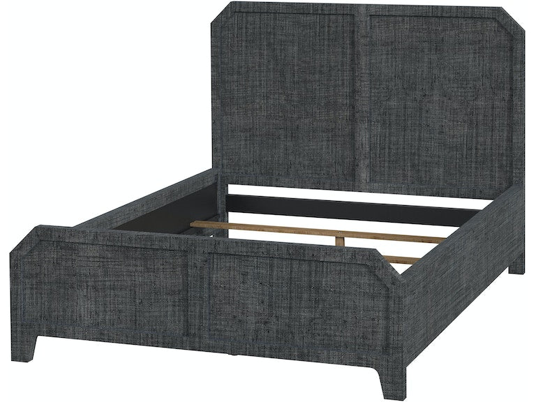 Bar Harbor Queen Raffia Panel Bed in Gray