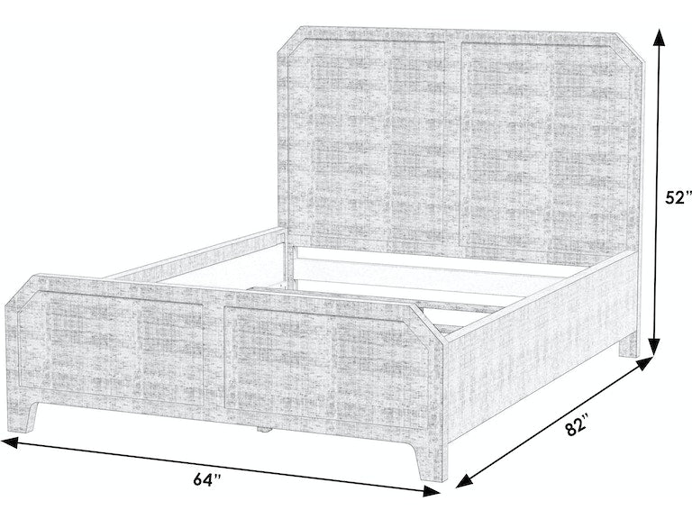 Bar Harbor Queen Raffia Panel Bed in Gray