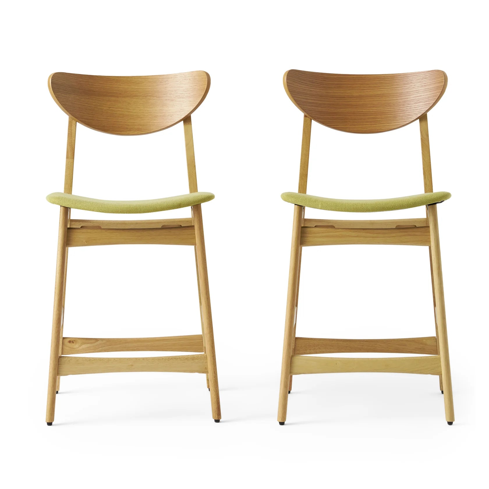 Oak Finish Mid Century Design 24-Inch Counter Stools (Set Of 2) - NH269892