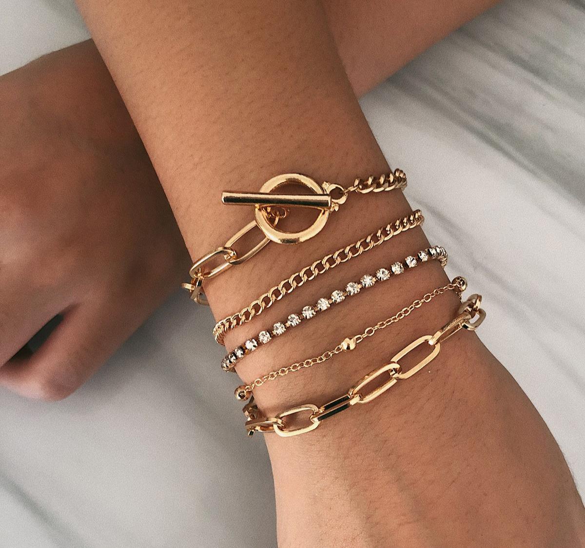 Bohemian Geometric Crystal Multi Layer Bracelets Bangles Charm Adjustable Lasso Bracelet Set For Women Luxury Jewelry Gifts