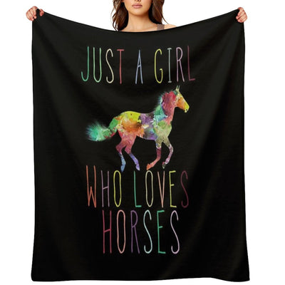 Just A Girl Who Loves Horses Premium Throw Blanket