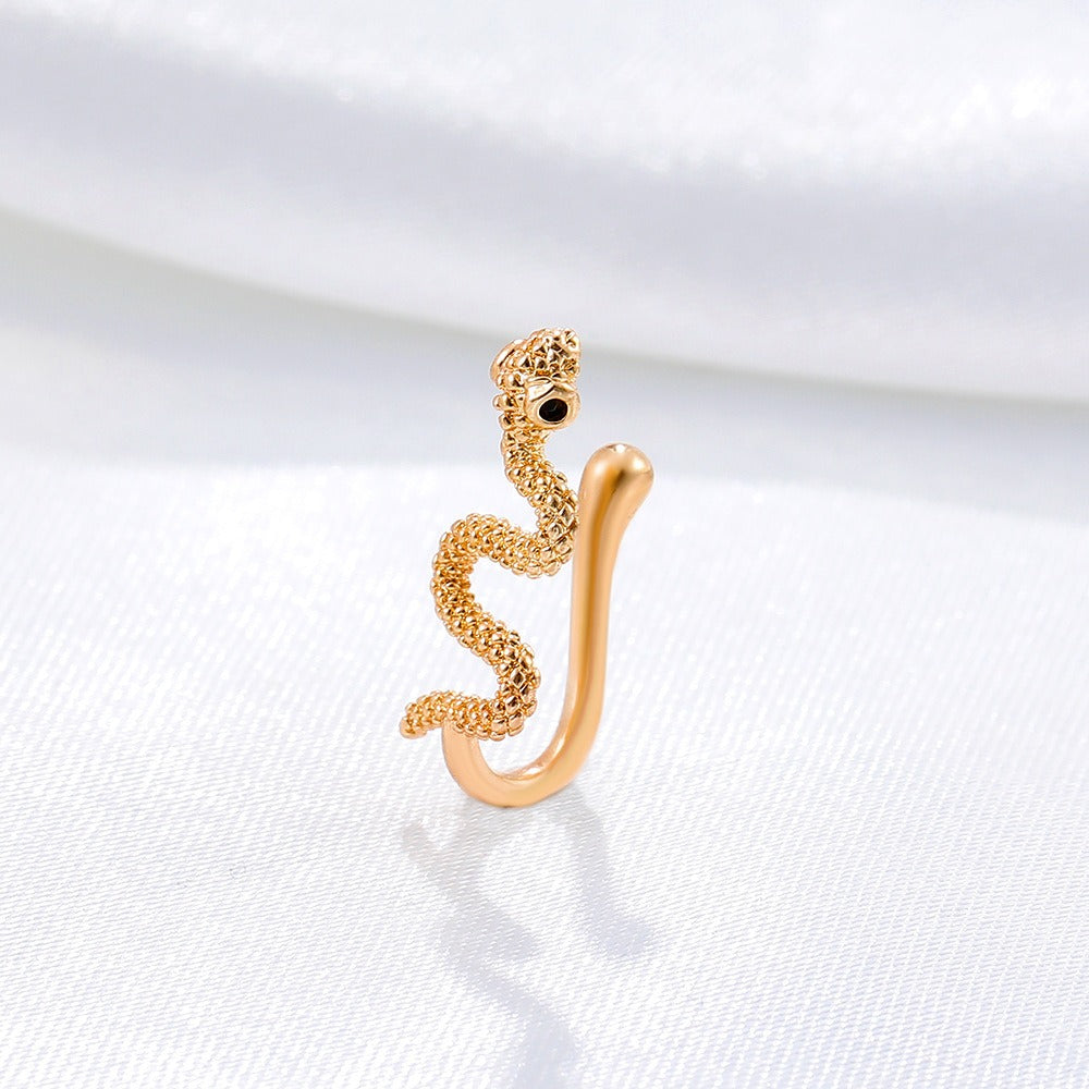 Snake shaped false nose nail nose ring human piercing jewelry for men and women