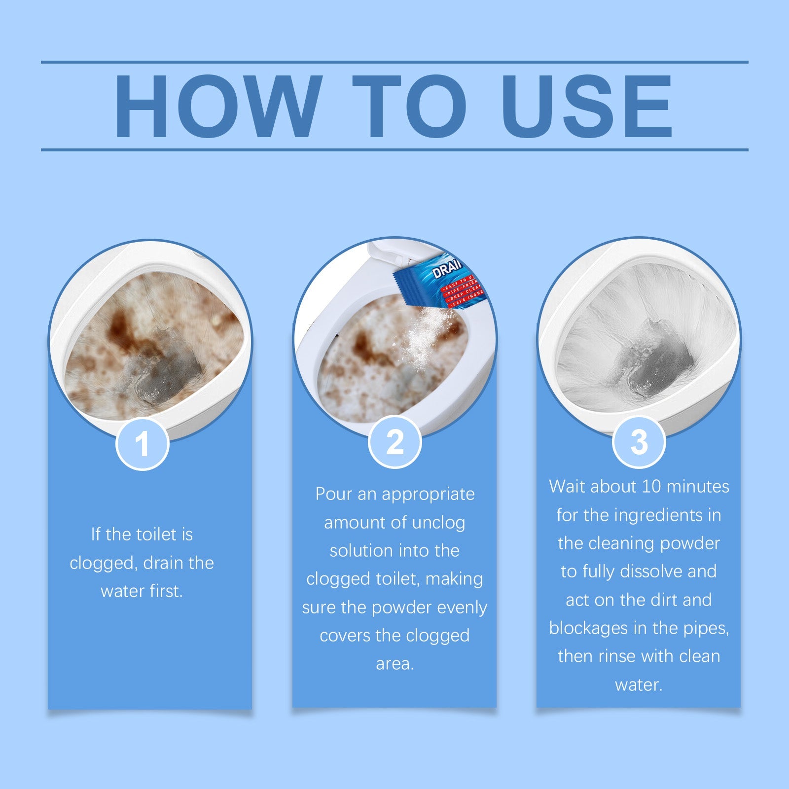 Toilet Dredging Cleaning Powder, Toilet Toilet Drainage Pipe Anti-Blockage And Odor Cleaning Powder