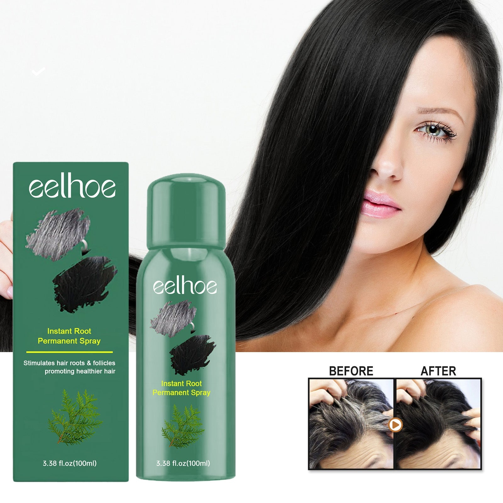 Black Hair Spray Dense Nourishing Roots Shine Smooth Natural Black Hair Cover White Hair Conditioner Spray