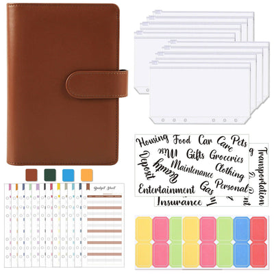 A6 Loose-Leaf Binder Budget Book Macaron Notebook Leather PU Loose-Leaf Book Cash Budget Handbook