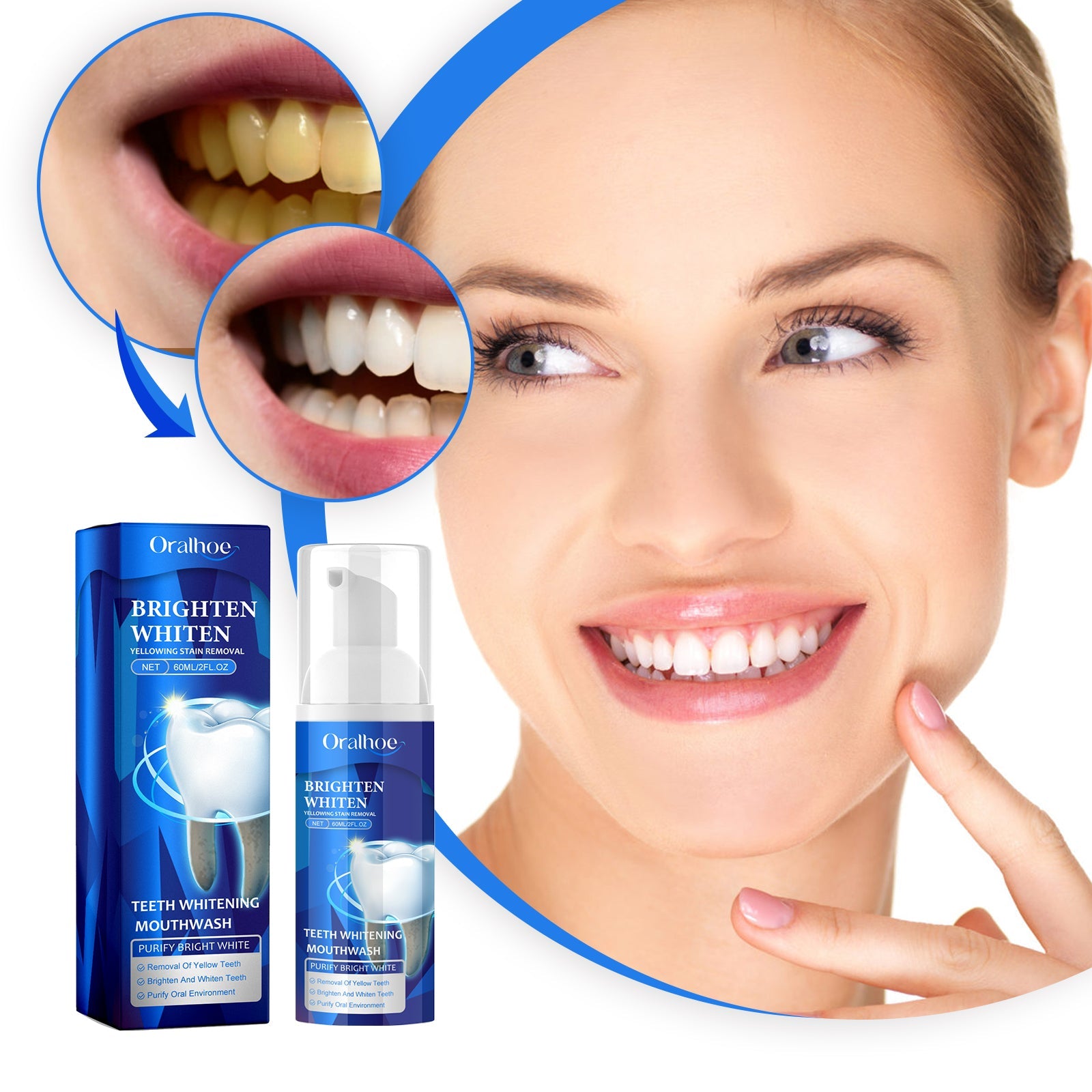 Teeth Whitening Mouthwash, Teeth Cleaning Teeth Yellow Stains Tartar Beauty Teeth Fresh Breath Oral Care