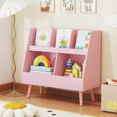 5-Cube Kids Bookshelf and Toy Organizer with Anti-Tipping Kits-Pink