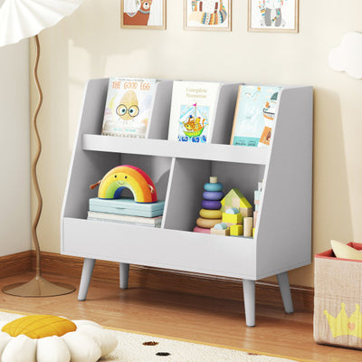 5-Cube Kids Bookshelf and Toy Organizer with Anti-Tipping Kits-Light Gray