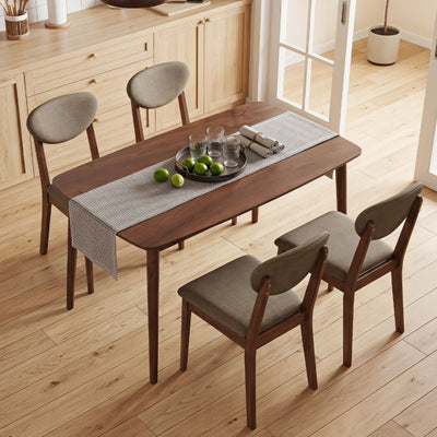 5-Piece Dining Set for 4 with Rectangular Table & Fabric Chairs for Living Room-Beige