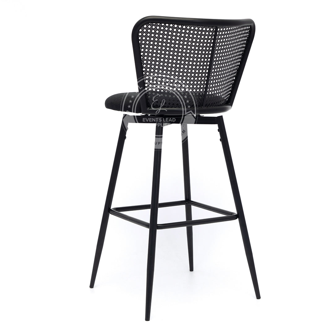 MEKNES Black Rattan Swivel Barstool