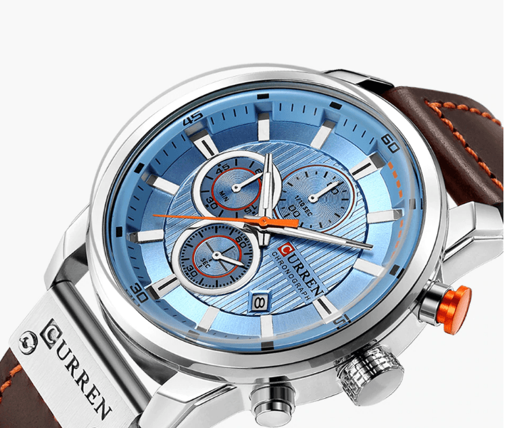 Men's Waterproof Elegant Sport Watch With Chronometers Day View, Leather Belts And Hardlex Scratch Resistant Glass Perfect Gift For Him