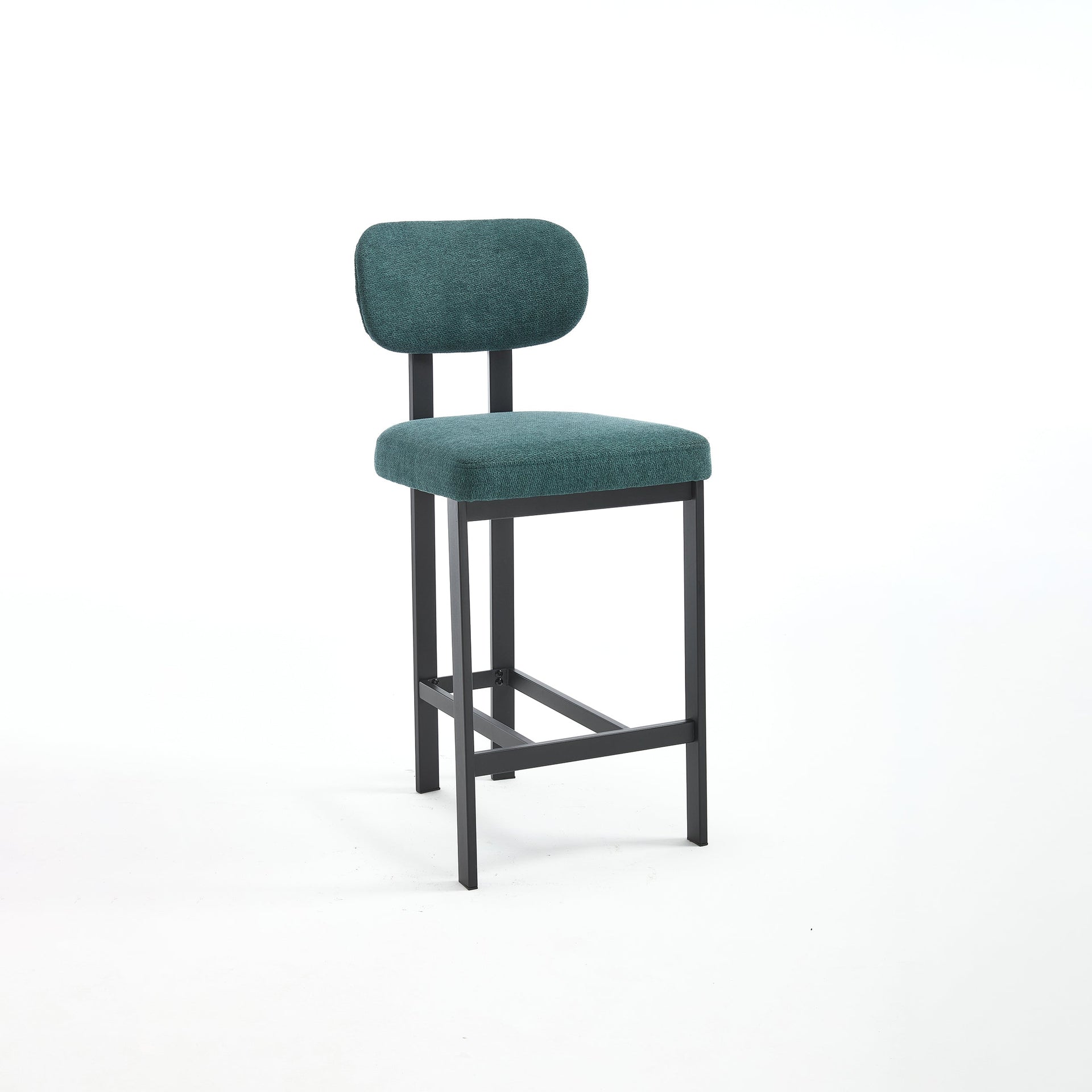 Bar Stools Set of 2, 26 inch Modern Upholstered Fabric Counter Height Barstools, Kitchen Island Chairs with Black Metal Legs for Dining Room/Kitchen Island/Bar