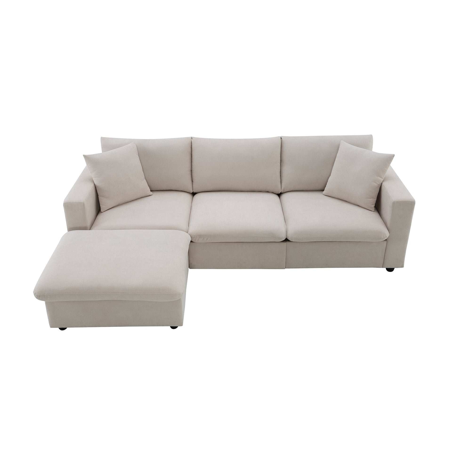 101*66' Modern Sectional Sofa with Throw Pillows,Cloud L-shaped Couch Set with Wide Seat,4 seat Polyester Comfy Fabric Couch Set with Movable Ottoman for Living Room, Apartment, Office,4 Colors