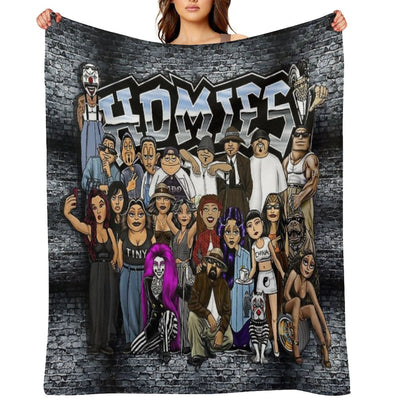 Lil Homies 90s Chicana Easy Care Throw Blanket