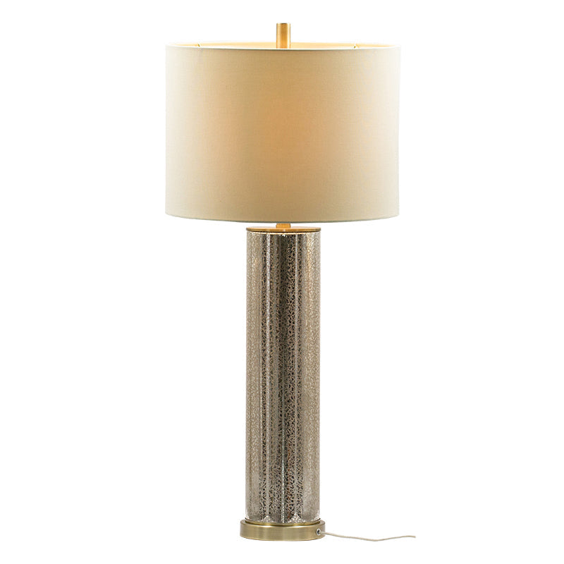 16x16x35' Gold Mirrored Glass Table Lamp with White Fabric Shade