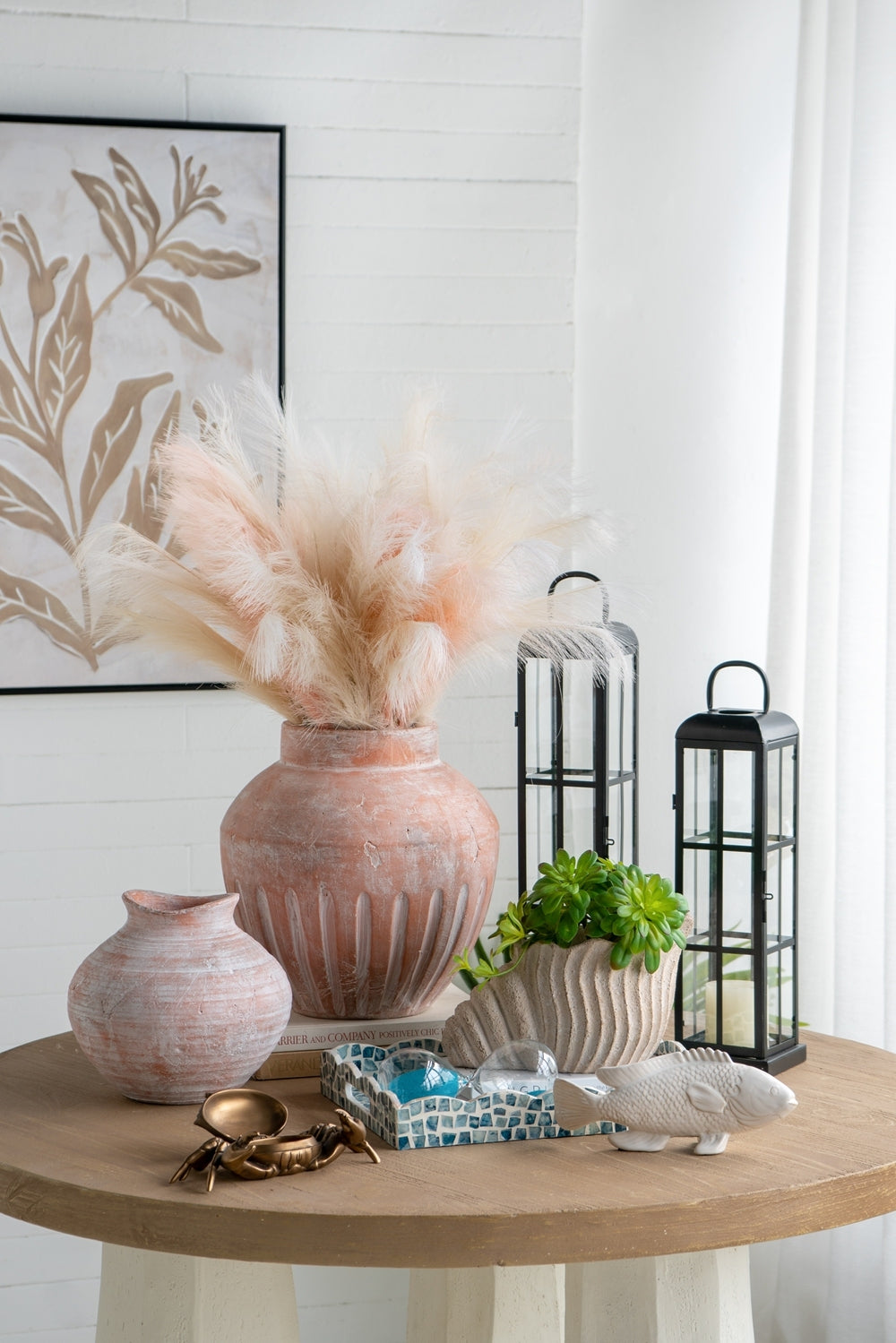 11.5x7x7' Sand and Cement Nautilus Shell Planter with Textured Beige Finish