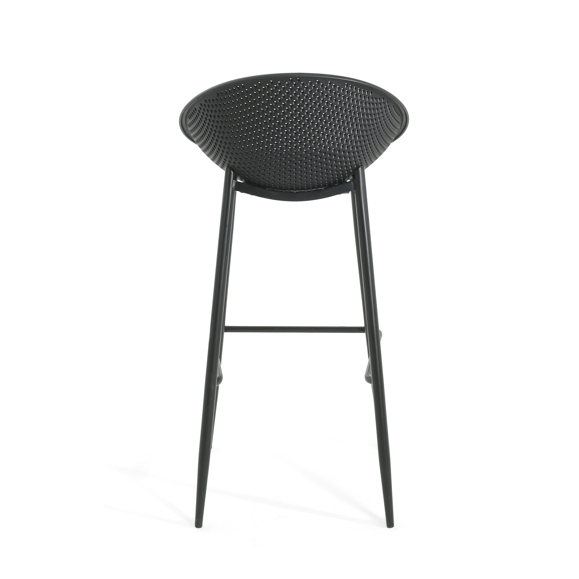 Modern Outdoor Gable Barstool Set of 2 with Weather-Resistant Design in Black Iron and Plastic