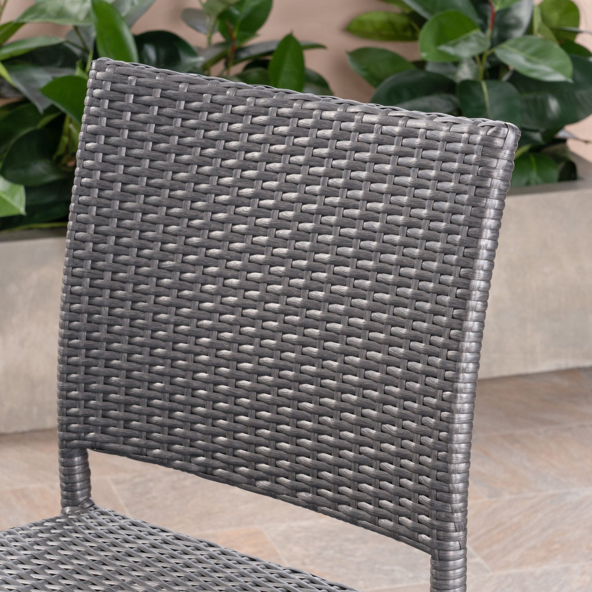 29' Outdoors PE Rattan Armless Barstools, Set of 2, Grey