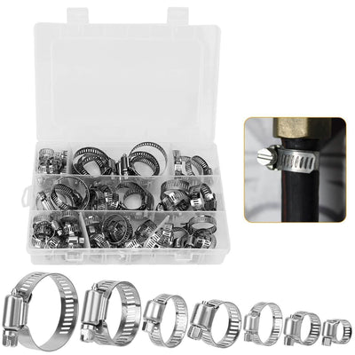 60-Pieces: Hose Clamp Stainless Steel Adjustable Worm Gear