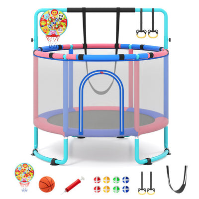 60 inch 6-in-1 Kids Toddler Trampoline with Gymnastics Bar-Navy