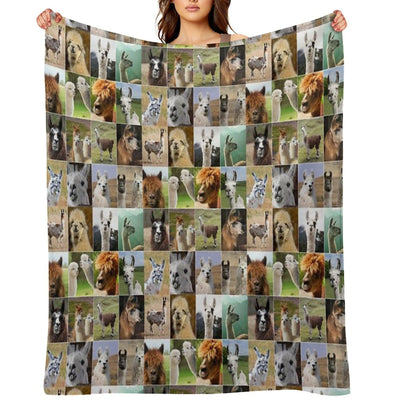 Llamas Photos Collage Shrink-resistant Throw Blanket