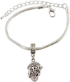 Skeleton in Sombrero Playing Guitar Snake Chain Charm Bracelet