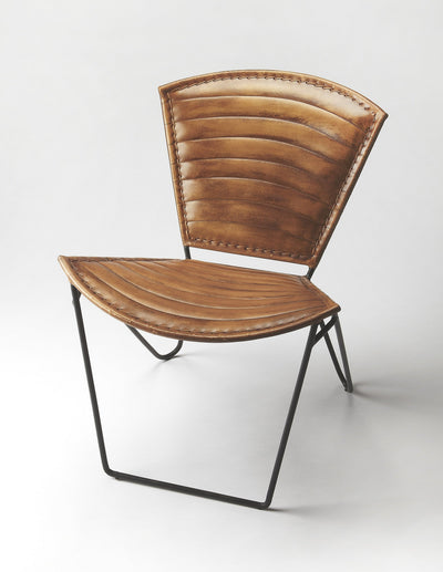 Felix Iron and Leather Accent Chair in Medium Brown 6167344