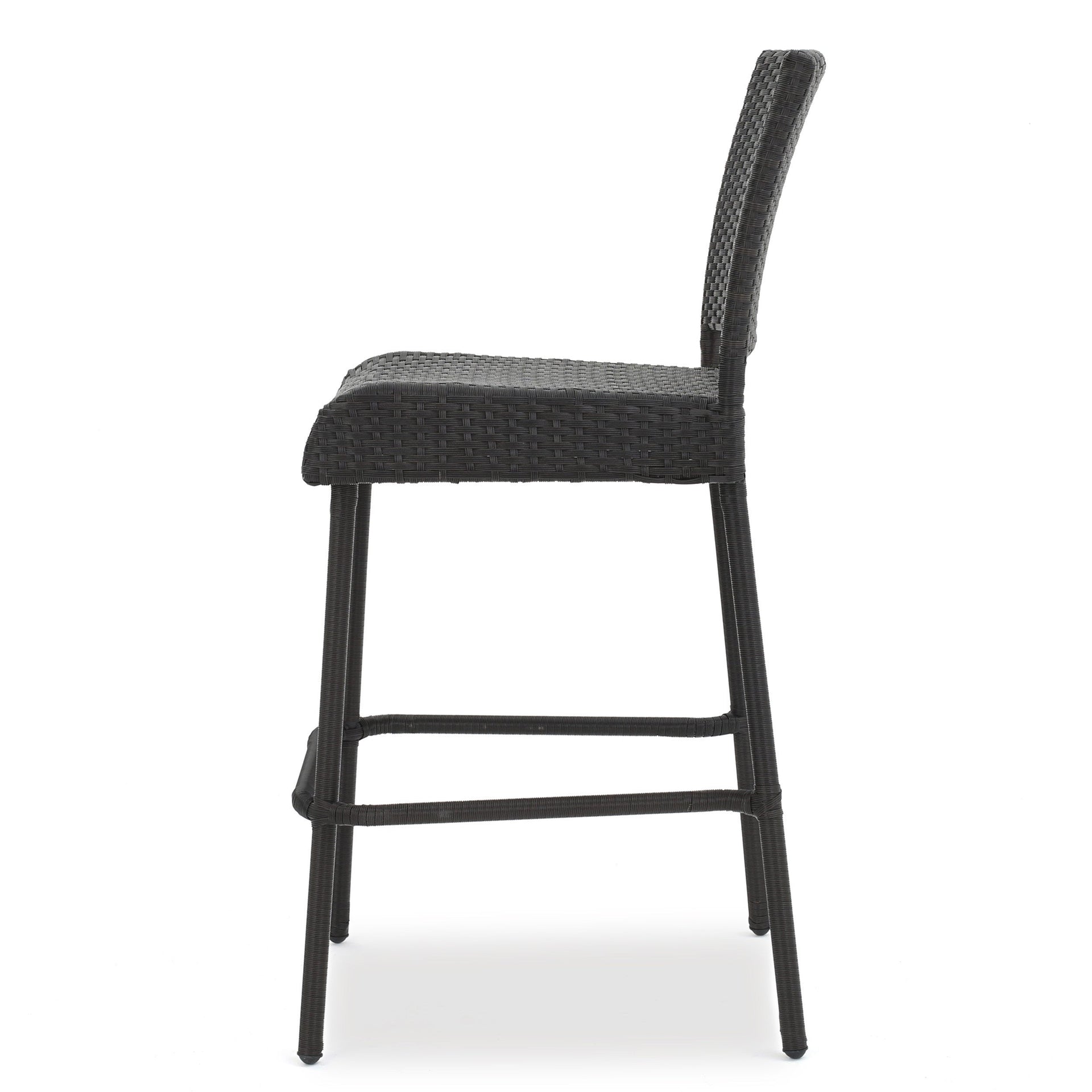 29' Outdoors PE Rattan Armless Barstools, Set of 2, Dark Brown