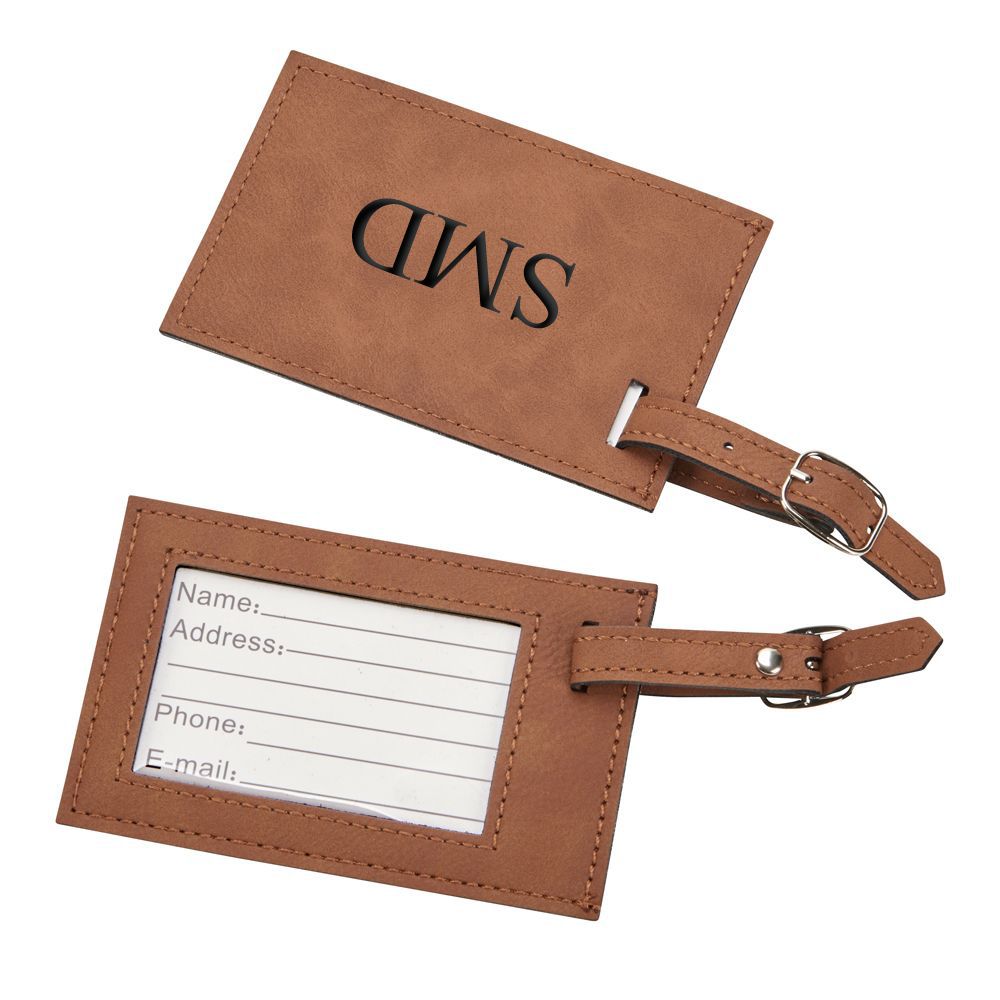 Leatherette Luggage Tag, Caramel 2.75
