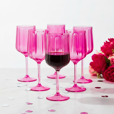 Khen Acrylic Lucia Stemmed Goblets - Set of 6 |14oz | Coral