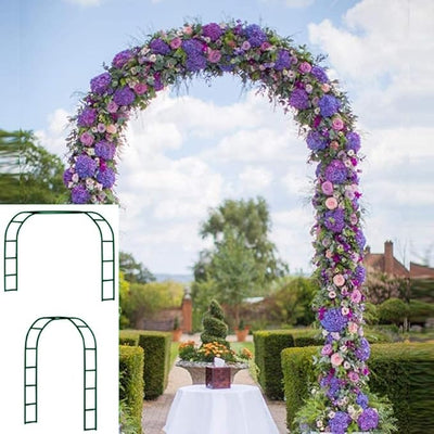 Adorox Adorox 7.8ft Garden Arch Trellis for Climbing Plants, Metal Arch Frame, Pumpkin Archway Outdoor Garden Arbors and Arches for Halloween Christmas Birthday Party Baby Shower Decoration (Green)