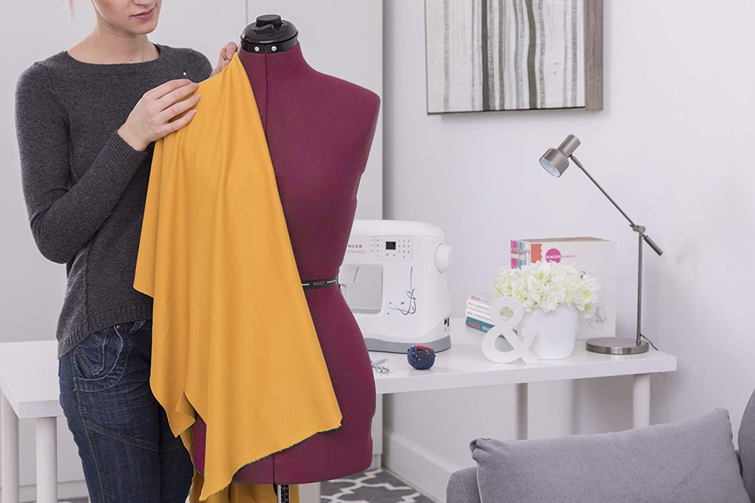 FAMILY DRESSFORM Medium Adjustable Mannequin Dress Form - Burgundy