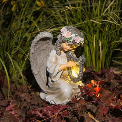 Solar Garden Statues Outdoor Angels Lights, Unique Housewarming Garden Gifts for Women Mom Wife Grandma and Sisters,Cute Angels Sculpture Decoration for Patio, Terrace, Balcony, Lawn