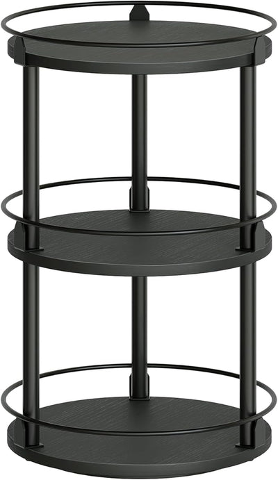 3-Tier Lazy Susan Organizer, Rotating Spice Rack, Spinning Organizer, Industrial Turntable Spice Rack Organizer for Cabinet, Kitchen Countertop, Pantry, Black SR23BK