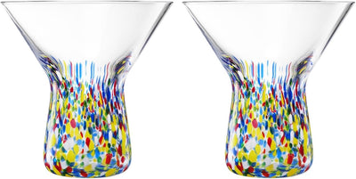 The Wine Savant Stemless Martini Glasses Hand Blown - Set of 2 Clear