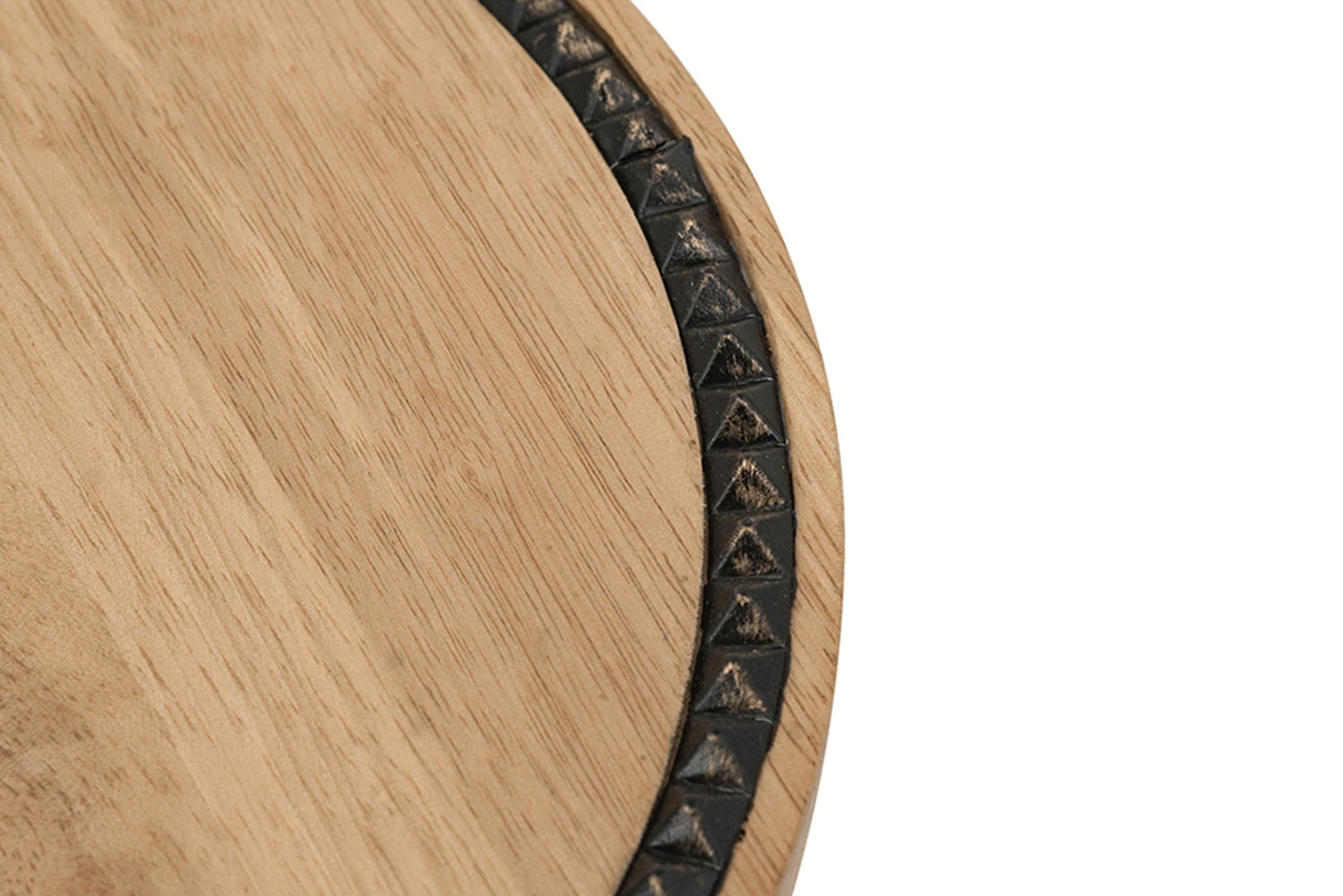 12x12x6' Round Wooden Pedestal Tray with Black Detailing and Sculptural Stand