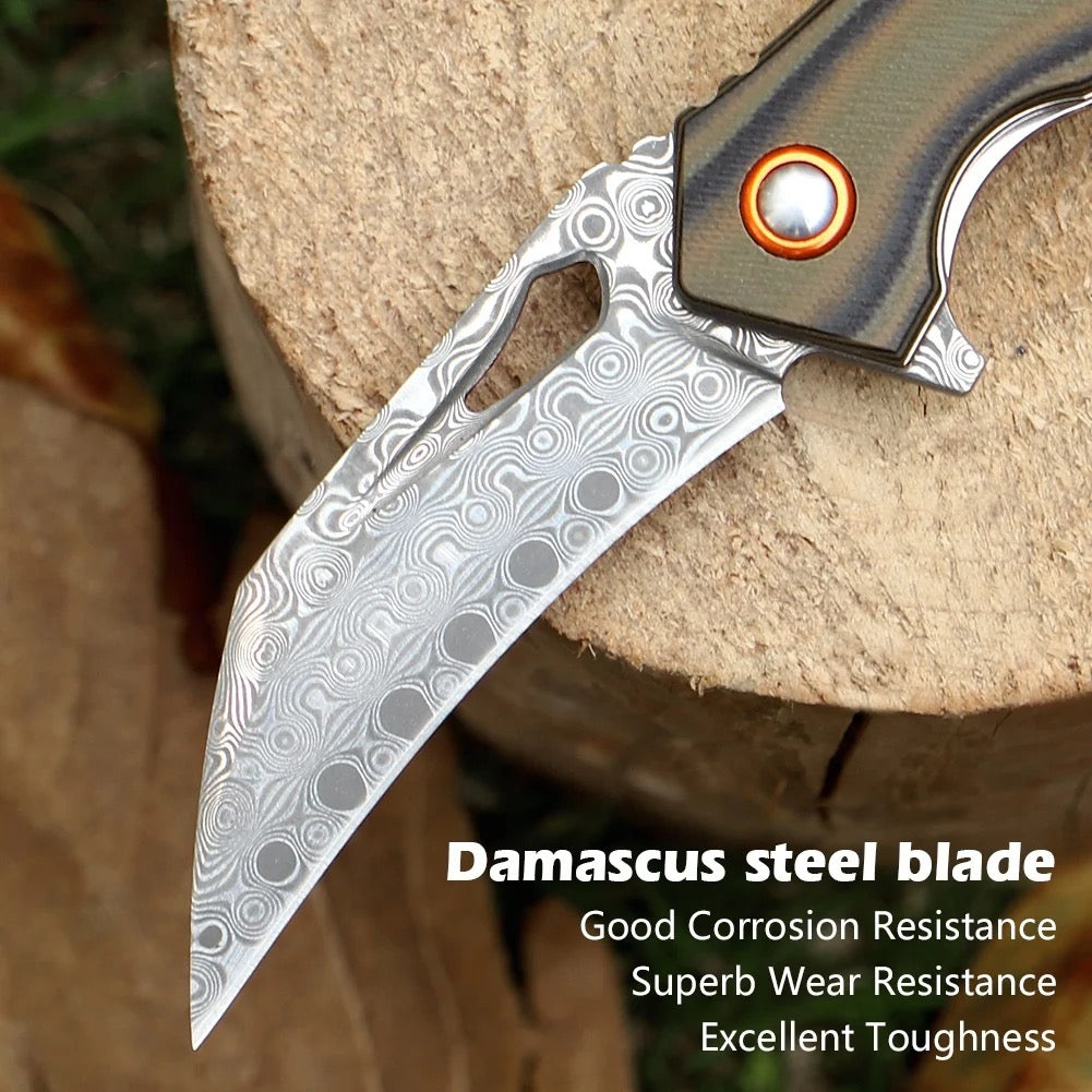 Scorpion Japanese Folding Pocket Knife with VG-10 Damascus Steel & G10 Handle
